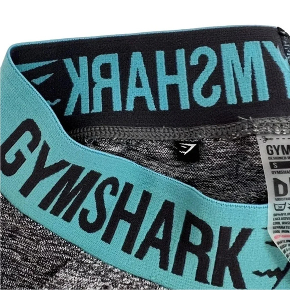 Gymshark Flex Seamless Grey Charcoal Marl/Dusty Teal Band Crop Leggings Size S - Picture 4 of 5